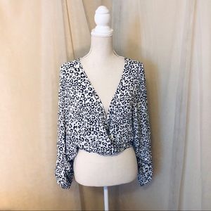 AUDREY 3PLUS1 Leopard Criss Cross Batwing Blouse